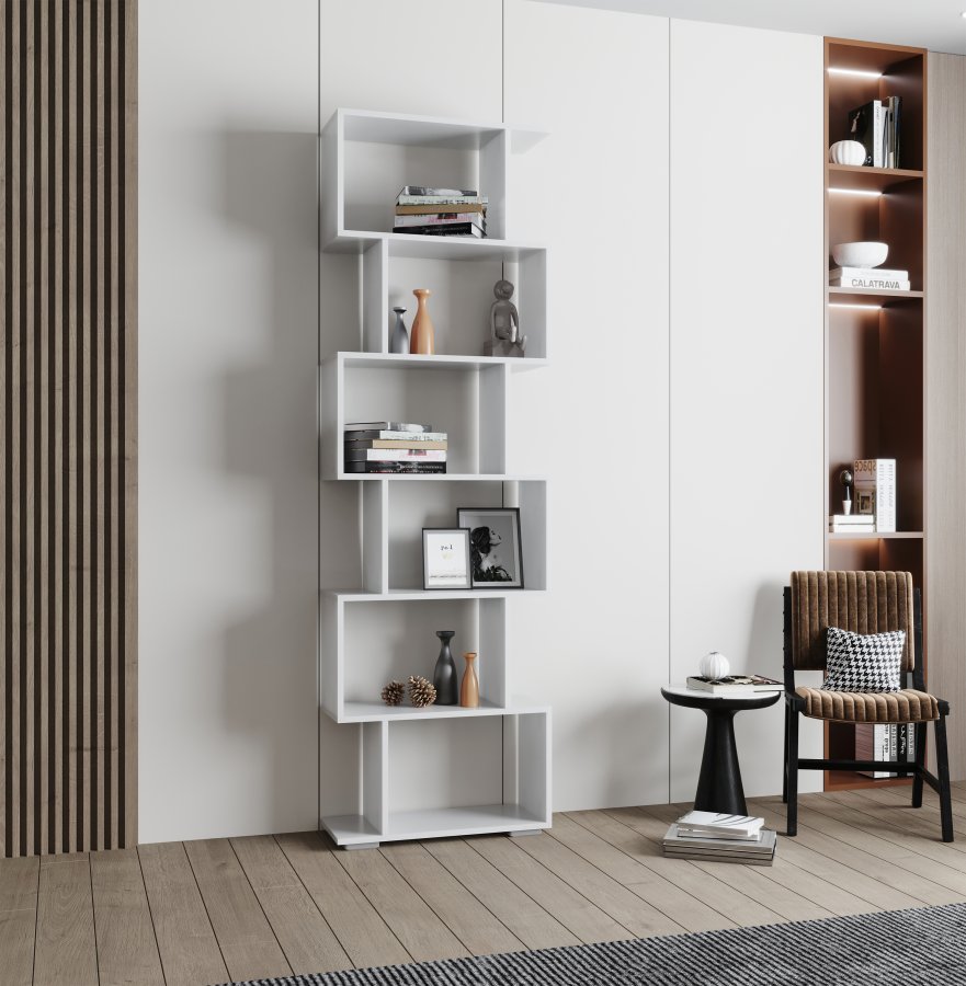 VCM NORDIC Palusa L reol, m. 6 rum - hvid tr