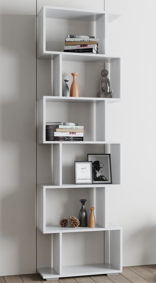 VCM NORDIC Palusa L reol, m. 6 rum - hvid tr