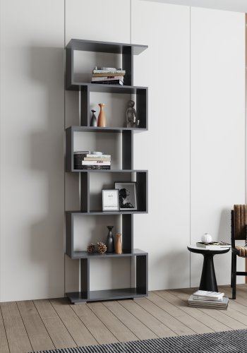 VCM NORDIC Palusa L reol, m. 6 rum - antracitgr tr