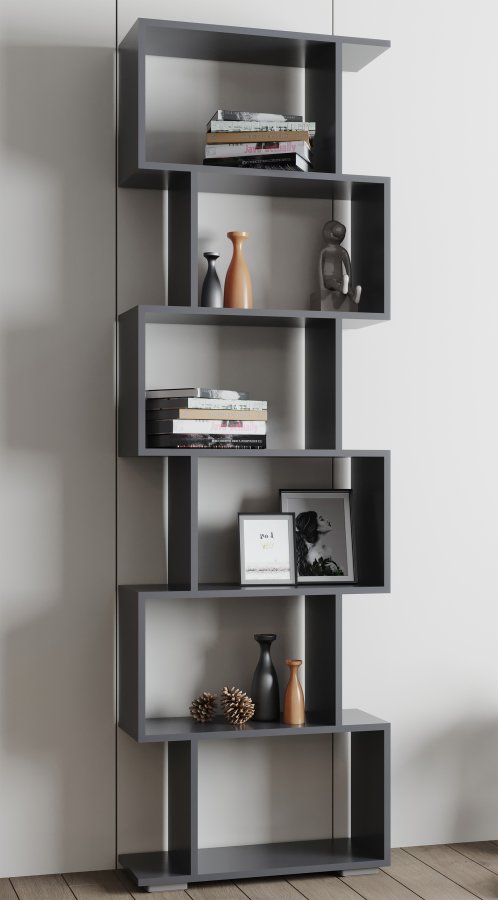 VCM NORDIC Palusa L reol, m. 6 rum - antracitgr tr