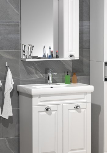 VCM NORDIC Casalo L 3-delt vaskeplads, m. spejlskab, keramik hndvask, 3 lger - hvid melamin