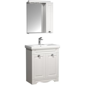 VCM NORDIC Casalo L 3-delt vaskeplads, m. spejlskab, keramik hndvask, 3 lger - hvid melamin