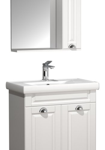 VCM NORDIC Casalo L 3-delt vaskeplads, m. spejlskab, keramik hndvask, 3 lger - hvid melamin