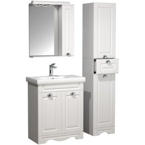 VCM NORDIC Casalo L 4-delt vaskeplads, m. spejlskab, hndvask, 2 skabe - hvid melamin