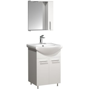 VCM NORDIC Lisalo M 3-delt vaskeplads, m. spejlskab, keramik hndvask, 3 lger - hvid melamin