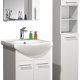 VCM NORDIC Lisalo M 4-delt vaskeplads, m. spejlskab, hndvask, 2 skabe - hvid melamin