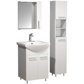 VCM NORDIC Lisalo M 4-delt vaskeplads, m. spejlskab, hndvask, 2 skabe - hvid melamin