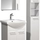 VCM NORDIC Lisalo M 4-delt vaskeplads, m. spejlskab, hndvask, 2 skabe - hvid melamin