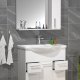VCM NORDIC Lisalo XL 3-delt vaskeplads, m. spejlskab, keramik hndvask, 4 lger - hvid melamin
