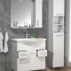 VCM NORDIC Lisalo XL 4-delt vaskeplads, m. spejlskab, hndvask, 2 skabe - hvid melamin