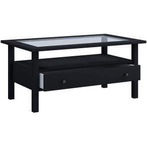 VCM NORDIC Lingis L sofabord, m. 1 skuffe - glas og sort tr (90x53,5)