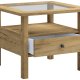 VCM NORDIC Lingis M sofabord, m. 1 skuffe - glas og natur tr (53,5x53,5)