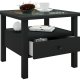 VCM NORDIC Lingis M sofabord, m. 1 skuffe - glas og sort tr (53,5x53,5)