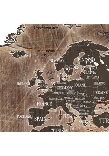 ARTGEIST Wooden Mosaic - Verdenskort p tr-mosaik trykt p lrred - Flere strrelser