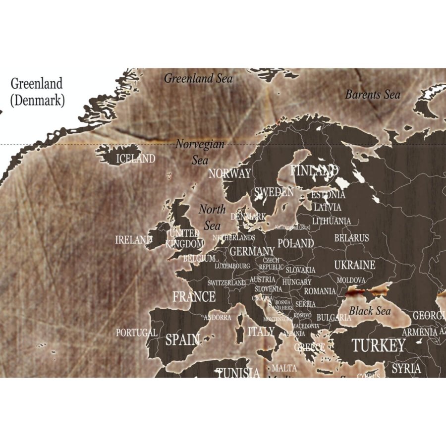 ARTGEIST Wooden Mosaic - Verdenskort p tr-mosaik trykt p lrred - Flere strrelser