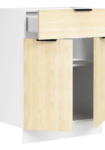 VCM NORDIC Fasola kkkenunderskab, m. 2 lger, 1 skuffe, 1 hylde - natur/hvid tr (B:60)