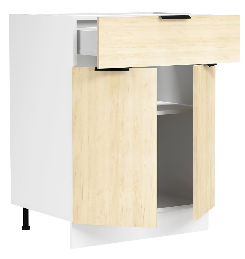 VCM NORDIC Fasola kkkenunderskab, m. 2 lger, 1 skuffe, 1 hylde - natur/hvid tr (B:60)