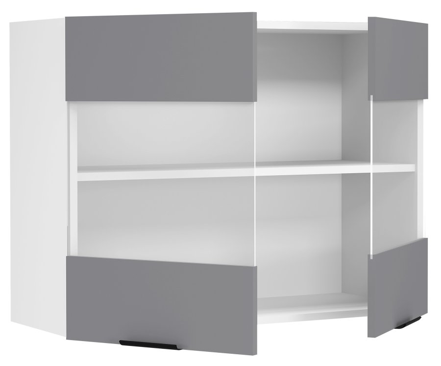 VCM NORDIC Fasola kkken vgskab, m. 2 glaslger og 1 hylde - antracitgr/hvid tr (B:80)