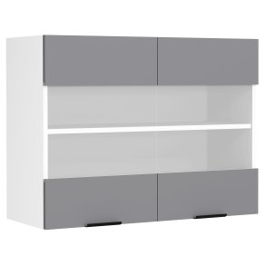 VCM NORDIC Fasola kkken vgskab, m. 2 glaslger og 1 hylde - antracitgr/hvid tr (B:80)