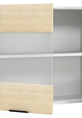 VCM NORDIC Fasola kkken vgskab, m. 2 glaslger og 1 hylde - natur/hvid tr (B:80)