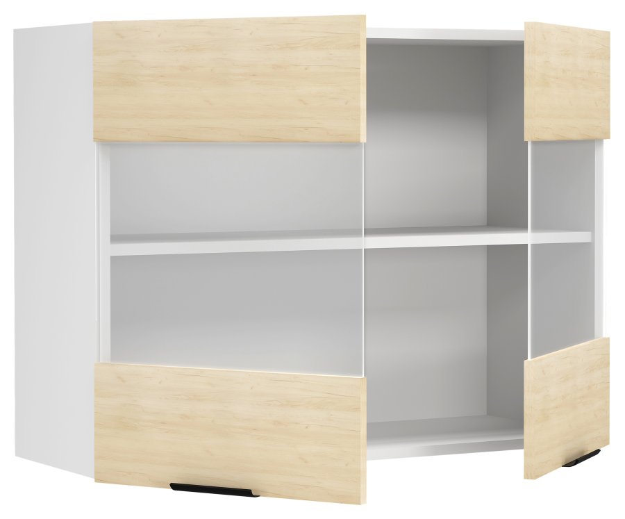 VCM NORDIC Fasola kkken vgskab, m. 2 glaslger og 1 hylde - natur/hvid tr (B:80)