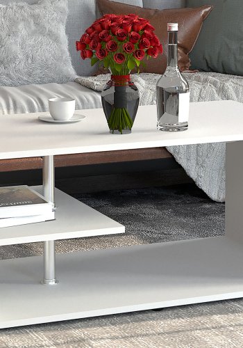 VCM NORDIC Maliso M sofabord, m. 1 hylde - hvid tr (91x53)