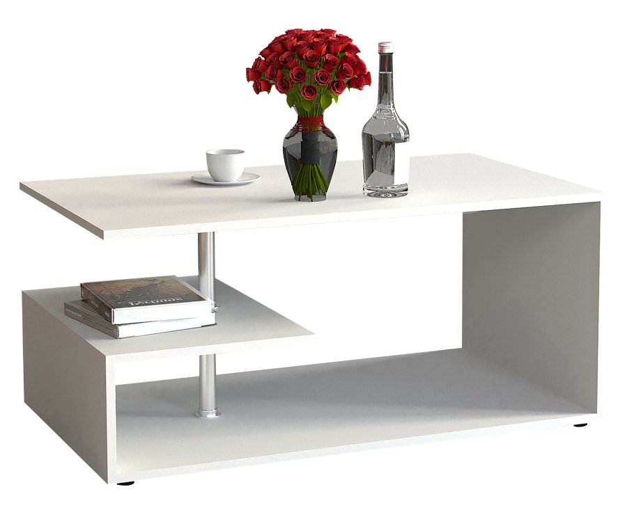 VCM NORDIC Maliso M sofabord, m. 1 hylde - hvid tr (91x53)