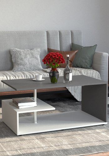 VCM NORDIC Maliso M sofabord, m. 1 hylde - antracitgr/hvid tr (91x53)