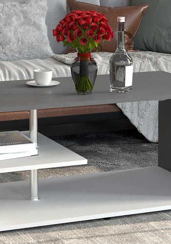 VCM NORDIC Maliso M sofabord, m. 1 hylde - antracitgr/hvid tr (91x53)