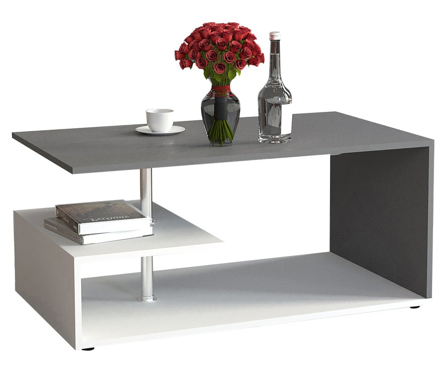 VCM NORDIC Maliso M sofabord, m. 1 hylde - antracitgr/hvid tr (91x53)