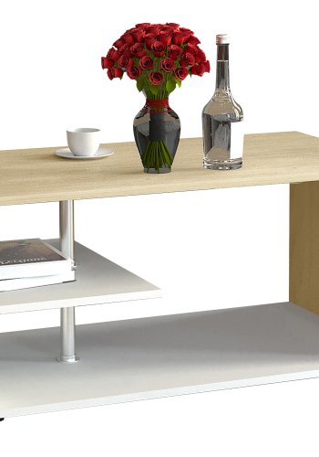 VCM NORDIC Maliso M sofabord, m. 1 hylde - natur/hvid tr (91x53)