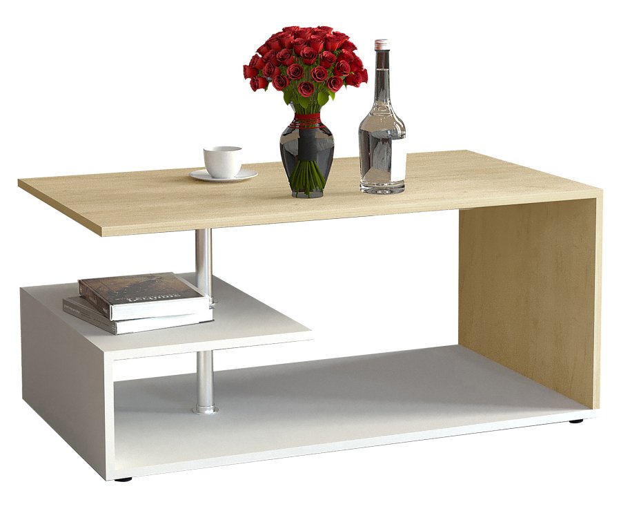 VCM NORDIC Maliso M sofabord, m. 1 hylde - natur/hvid tr (91x53)