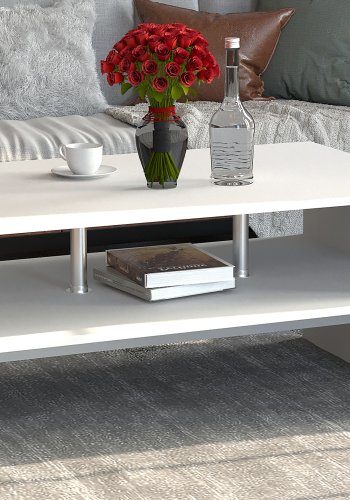 VCM NORDIC Maliso L sofabord, m. 1 hylde - hvid tr (90x60)