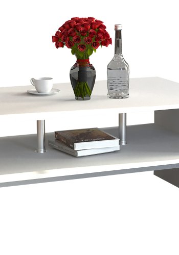 VCM NORDIC Maliso L sofabord, m. 1 hylde - hvid tr (90x60)