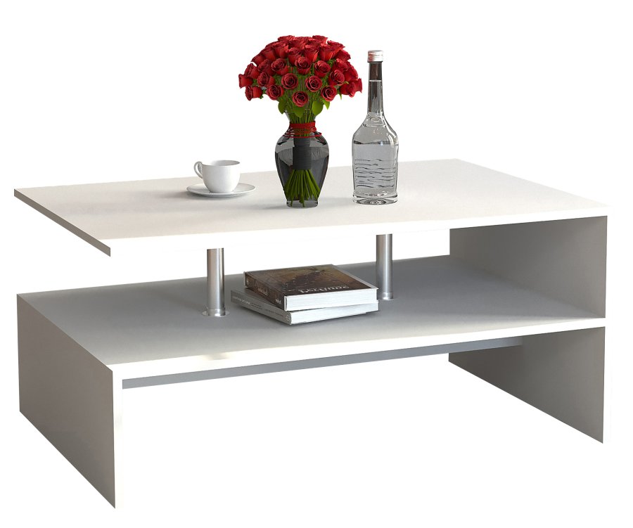 VCM NORDIC Maliso L sofabord, m. 1 hylde - hvid tr (90x60)