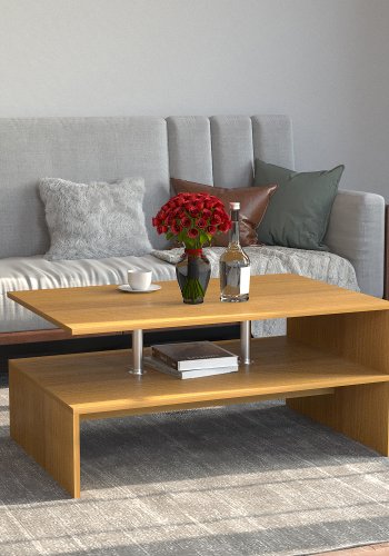 VCM NORDIC Maliso L sofabord, m. 1 hylde - natur tr (90x60)