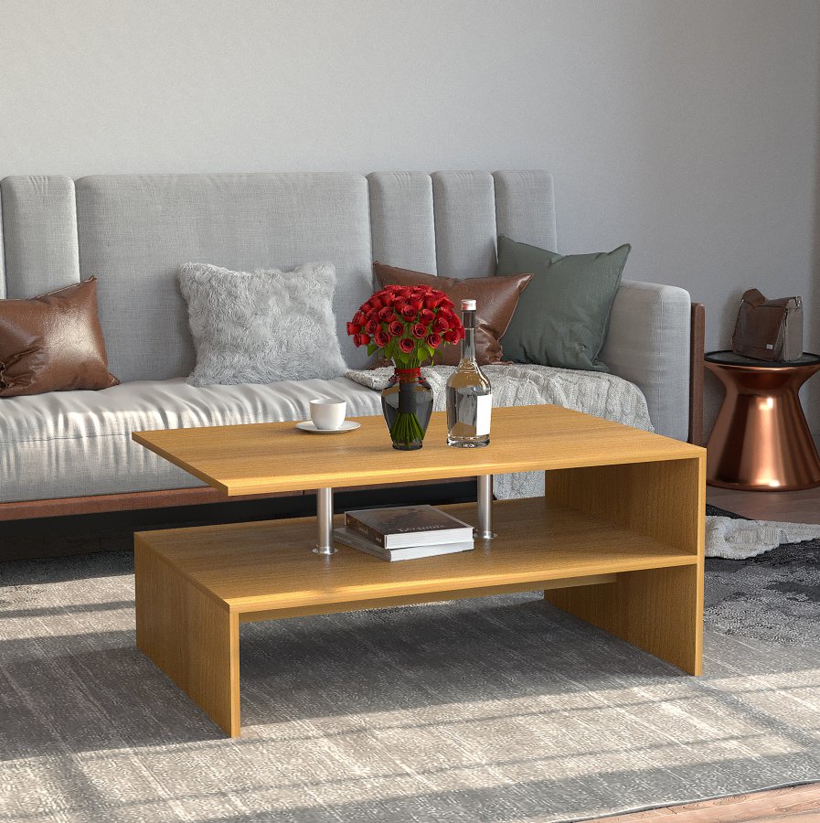 VCM NORDIC Maliso L sofabord, m. 1 hylde - natur tr (90x60)