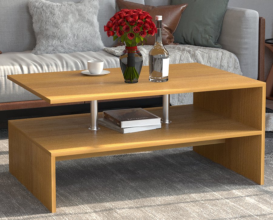 VCM NORDIC Maliso L sofabord, m. 1 hylde - natur tr (90x60)