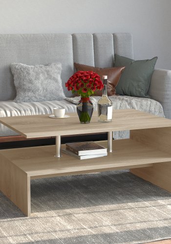 VCM NORDIC Maliso L sofabord, m. 1 hylde - natur tr (90x60)