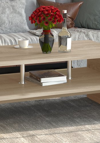 VCM NORDIC Maliso L sofabord, m. 1 hylde - natur tr (90x60)