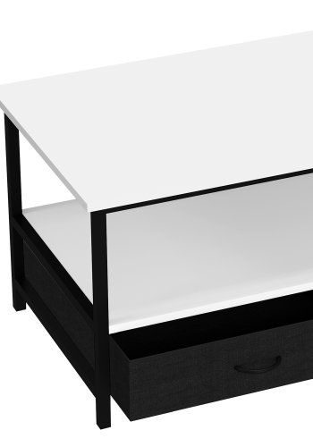 VCM NORDIC Flonila sofabord, m. 1 bent rum og 2 stofskuffer - hvid tr og metal (100x50)