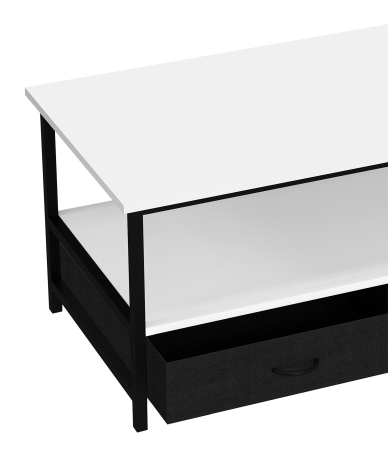 VCM NORDIC Flonila sofabord, m. 1 bent rum og 2 stofskuffer - hvid tr og metal (100x50)