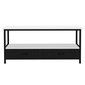 VCM NORDIC Flonila sofabord, m. 1 bent rum og 2 stofskuffer - hvid tr og metal (100x50)