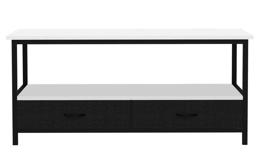 VCM NORDIC Flonila sofabord, m. 1 bent rum og 2 stofskuffer - hvid tr og metal (100x50)