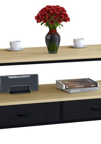 VCM NORDIC Flonila sofabord, m. 1 bent rum og 2 stofskuffer - natur tr og metal (100x50)