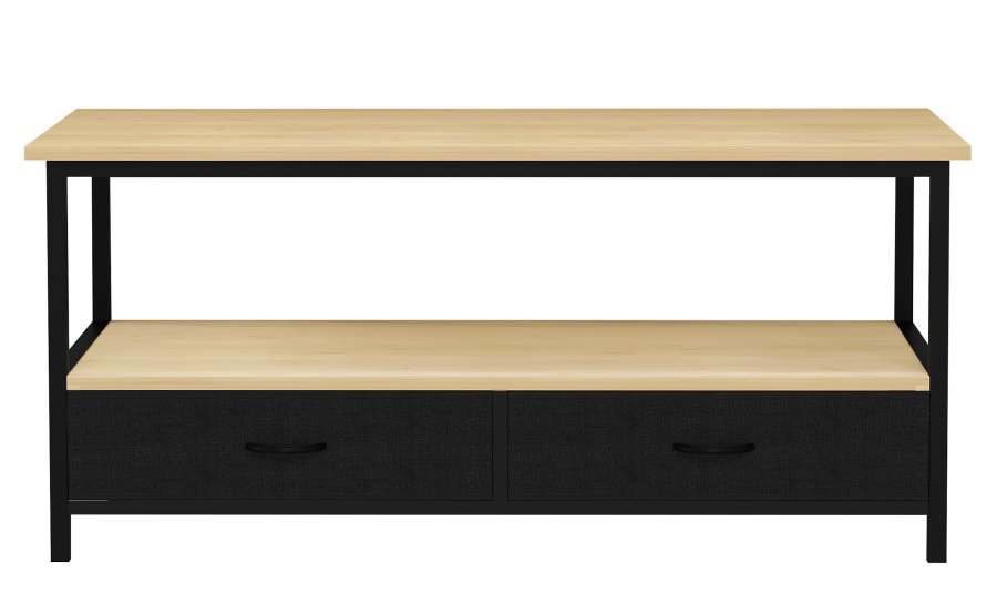 VCM NORDIC Flonila sofabord, m. 1 bent rum og 2 stofskuffer - natur tr og metal (100x50)