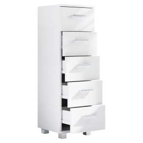 VCM NORDIC Zalo M kommode badevrelsesskab, m. 5 skuffer - hvid melamin