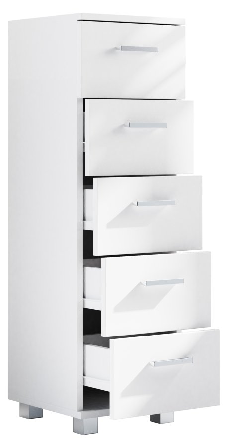 VCM NORDIC Zalo M kommode badevrelsesskab, m. 5 skuffer - hvid melamin