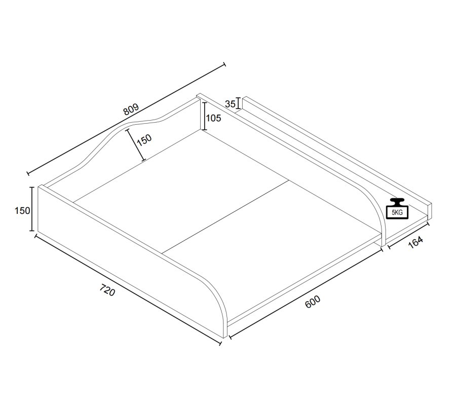 VCM NORDIC Malira L puslebord - hvid tr (81x72)