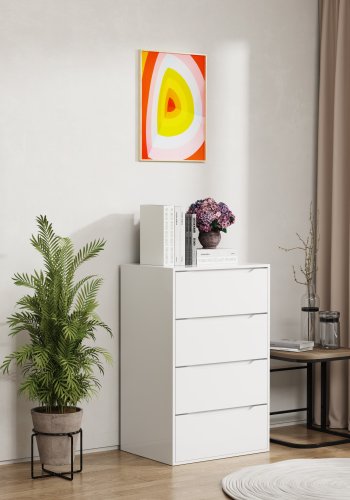 VCM NORDIC Malira XL kommode, m. 4 skuffer - hvid tr